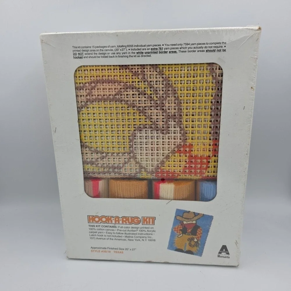 Vintage Malina Texas Hook A Rug Kit Cowboy Wrangler 20